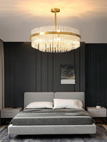 Modern Gold Glass Rod Chandelier for Dining Room and Living Room