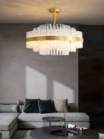 Modern Gold Glass Rod Chandelier for Dining Room and Living Room