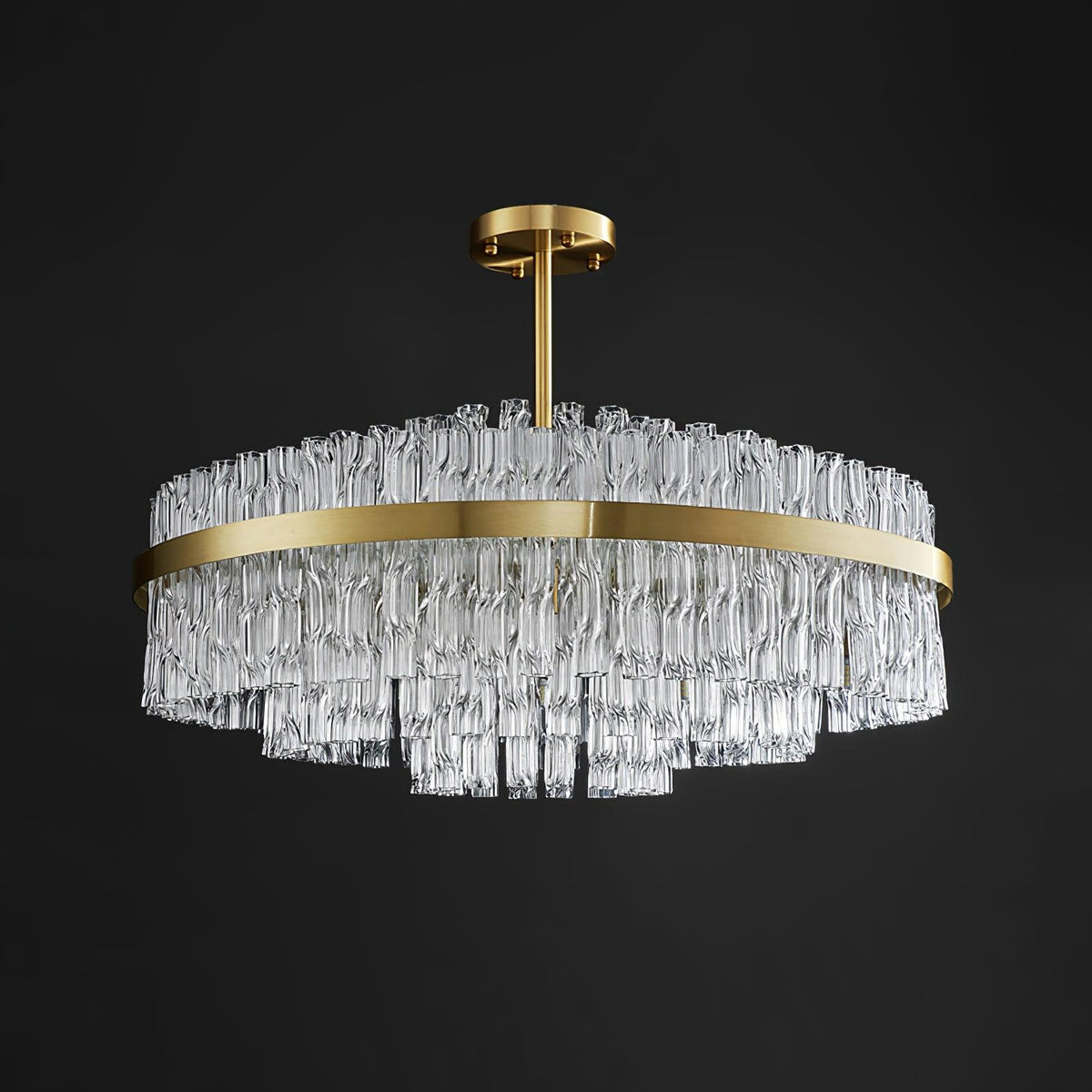 Modern Gold Glass Rod Chandelier for Dining Room and Living Room