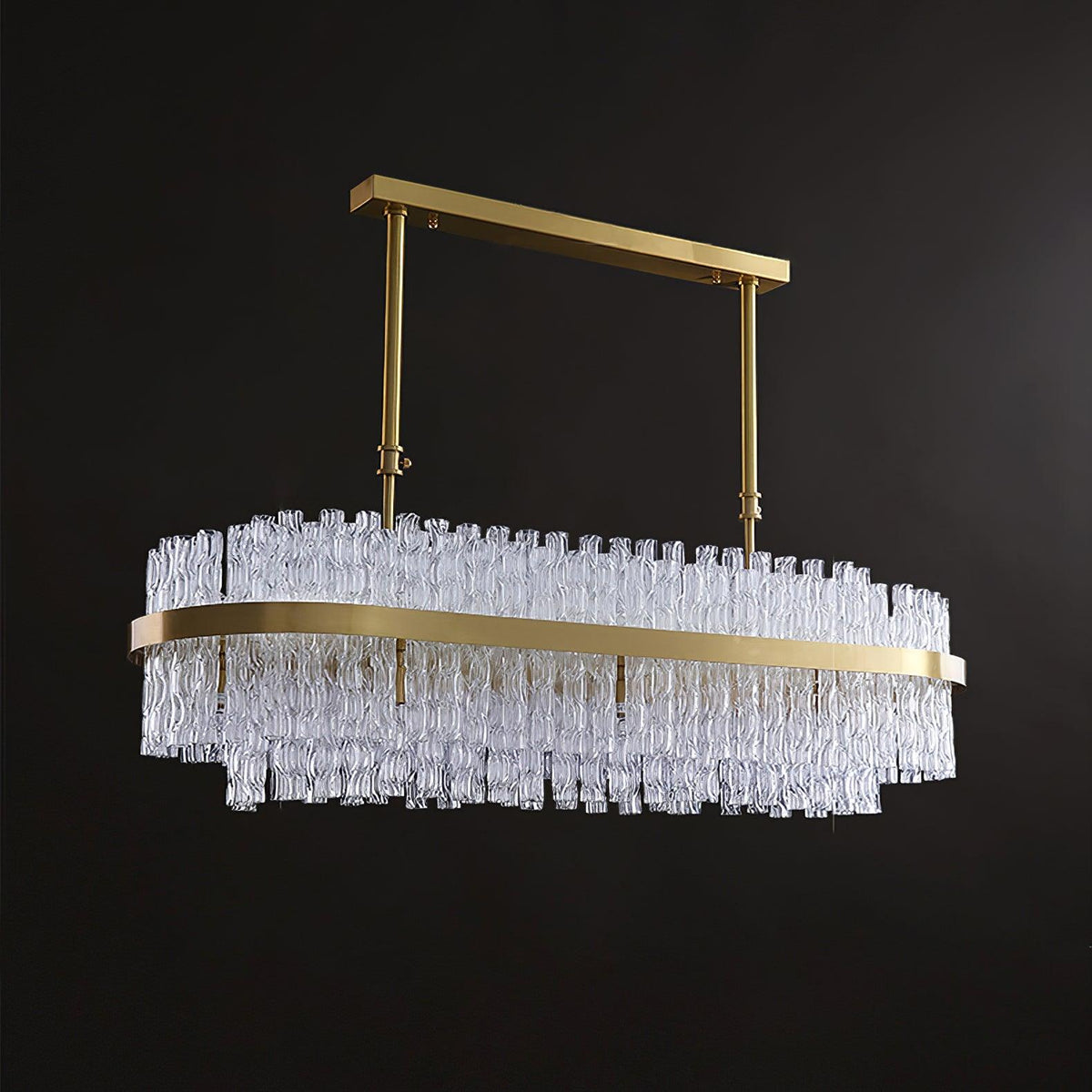 Modern Gold Glass Rod Chandelier for Dining Room and Living Room