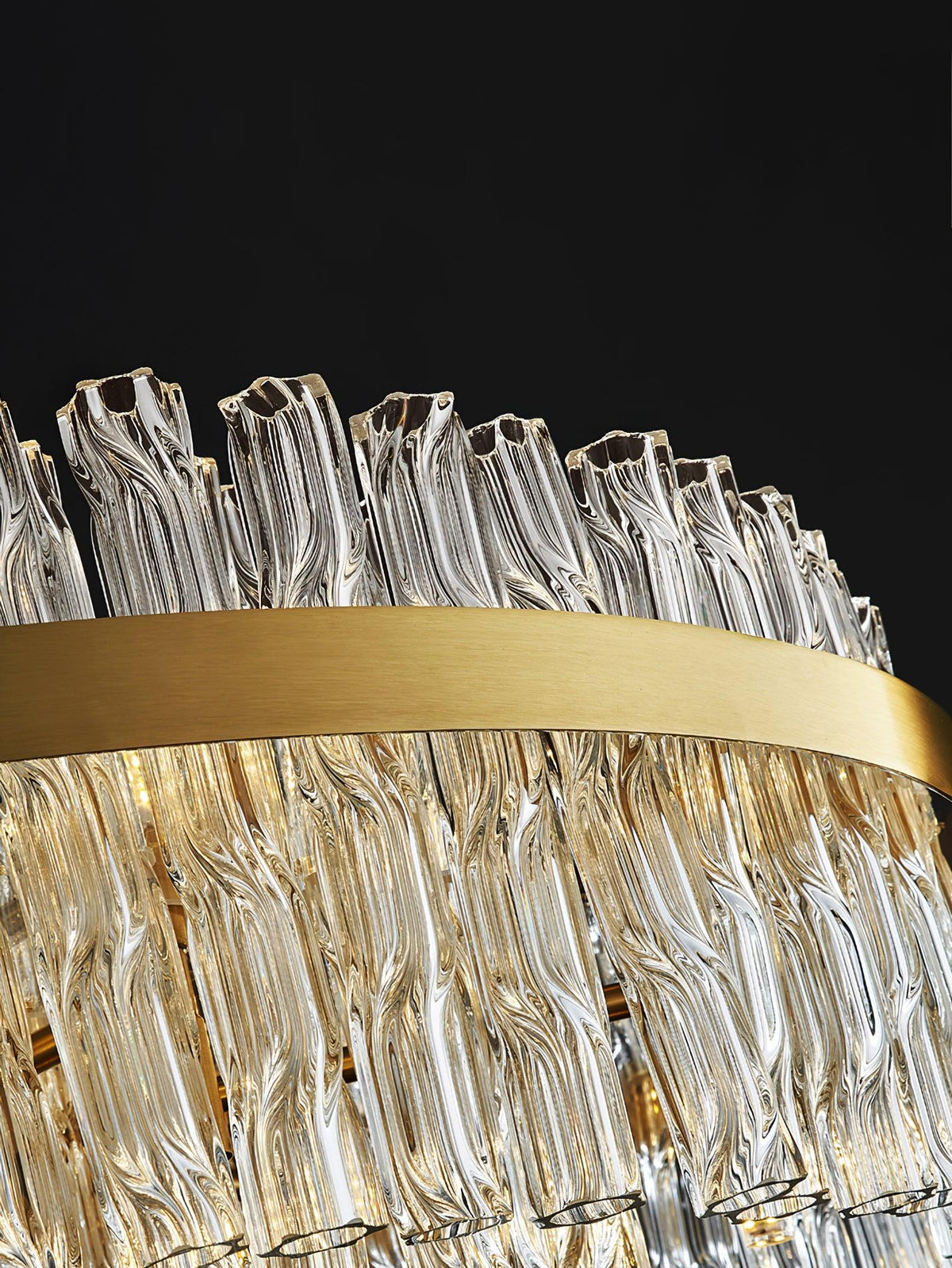 Modern Gold Glass Rod Chandelier for Dining Room and Living Room