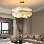 Modern Gold Glass Rod Chandelier for Dining Room and Living Room