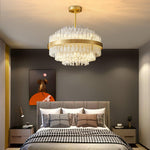Modern Gold Glass Rod Chandelier for Dining Room and Living Room