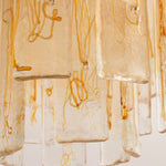 Amber Glass Chandelier with Brass Chain – Modern Luxury Lighting for Dining and Living Spaces