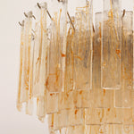 Amber Glass Chandelier with Brass Chain – Modern Luxury Lighting for Dining and Living Spaces