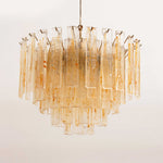 Amber Glass Chandelier with Brass Chain – Modern Luxury Lighting for Dining and Living Spaces