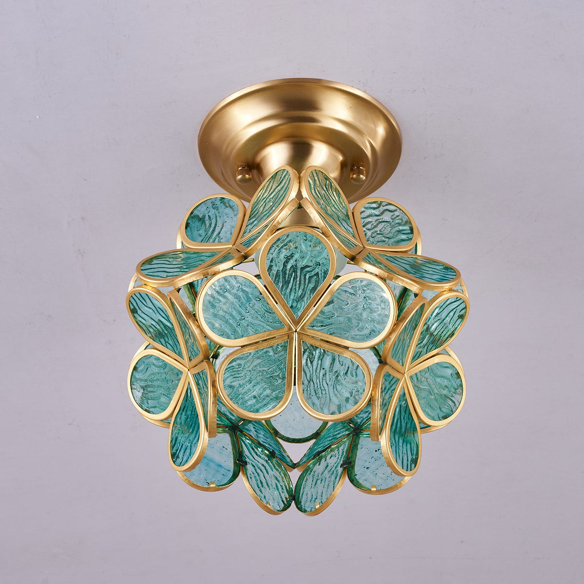 Golden Bloom Flush Mount Ceiling Light in Brass and Glass for Modern Interiors