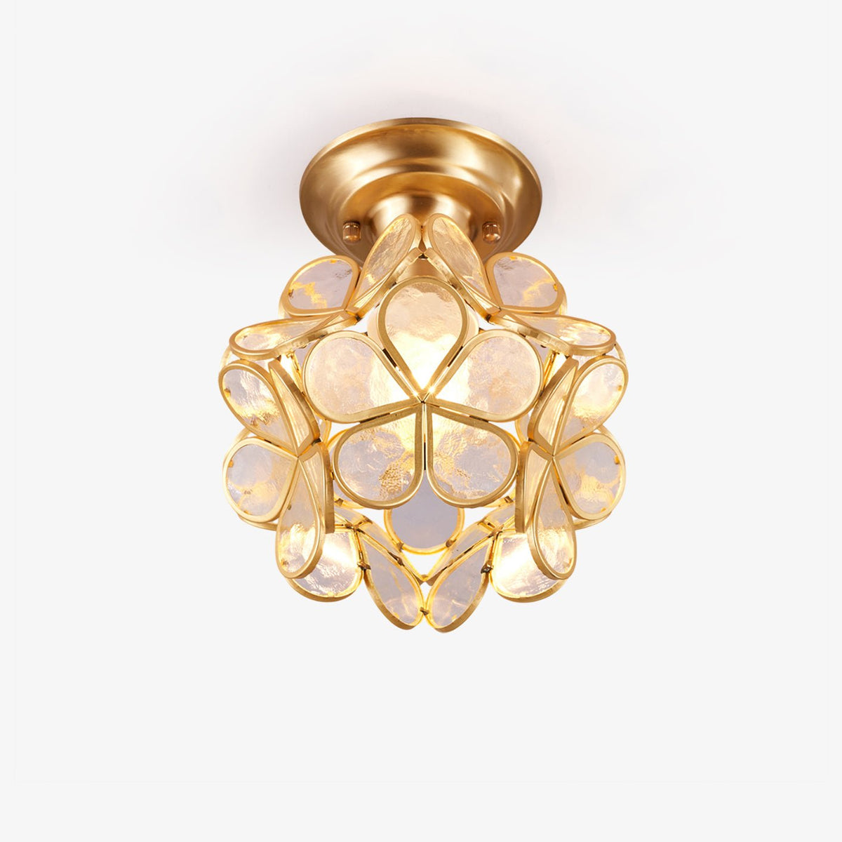 Golden Bloom Flush Mount Ceiling Light in Brass and Glass for Modern Interiors
