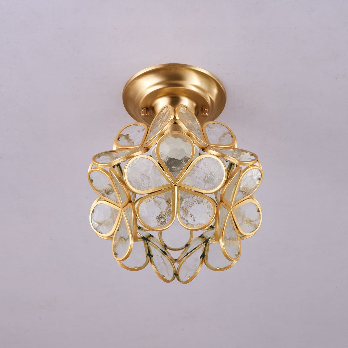 Golden Bloom Flush Mount Ceiling Light in Brass and Glass for Modern Interiors