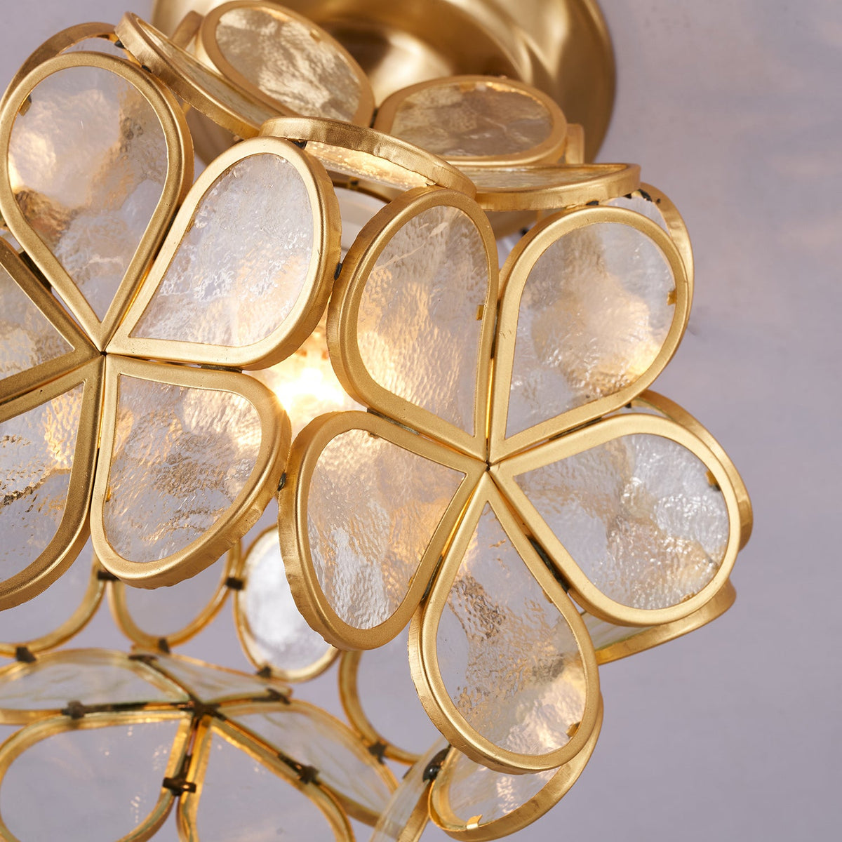 Golden Bloom Flush Mount Ceiling Light in Brass and Glass for Modern Interiors