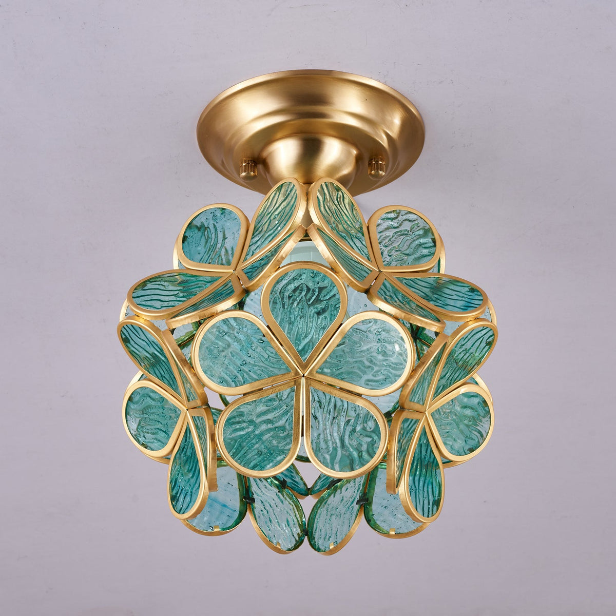 Golden Bloom Flush Mount Ceiling Light in Brass and Glass for Modern Interiors