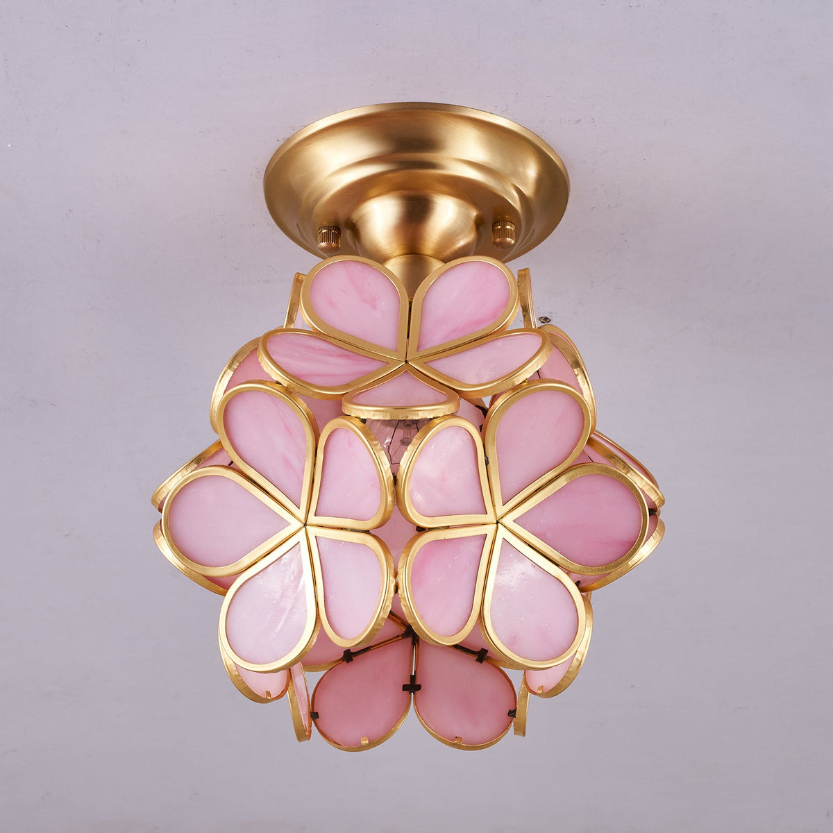 Golden Bloom Flush Mount Ceiling Light in Brass and Glass for Modern Interiors