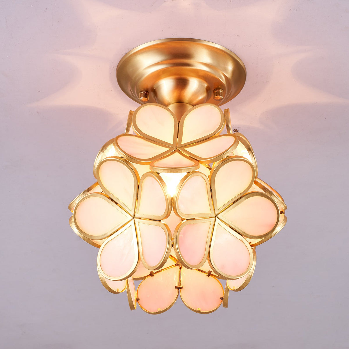 Golden Bloom Flush Mount Ceiling Light in Brass and Glass for Modern Interiors