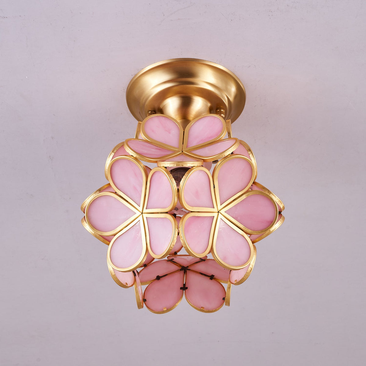 Golden Bloom Flush Mount Ceiling Light in Brass and Glass for Modern Interiors