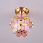 Golden Bloom Flush Mount Ceiling Light in Brass and Glass for Modern Interiors