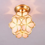 Golden Bloom Flush Mount Ceiling Light in Brass and Glass for Modern Interiors