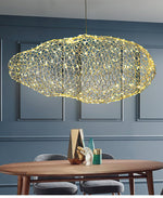 Golden Cloud Weave Pendant Light – Artisan Metal LED Hanging Lamp for Modern Interiors