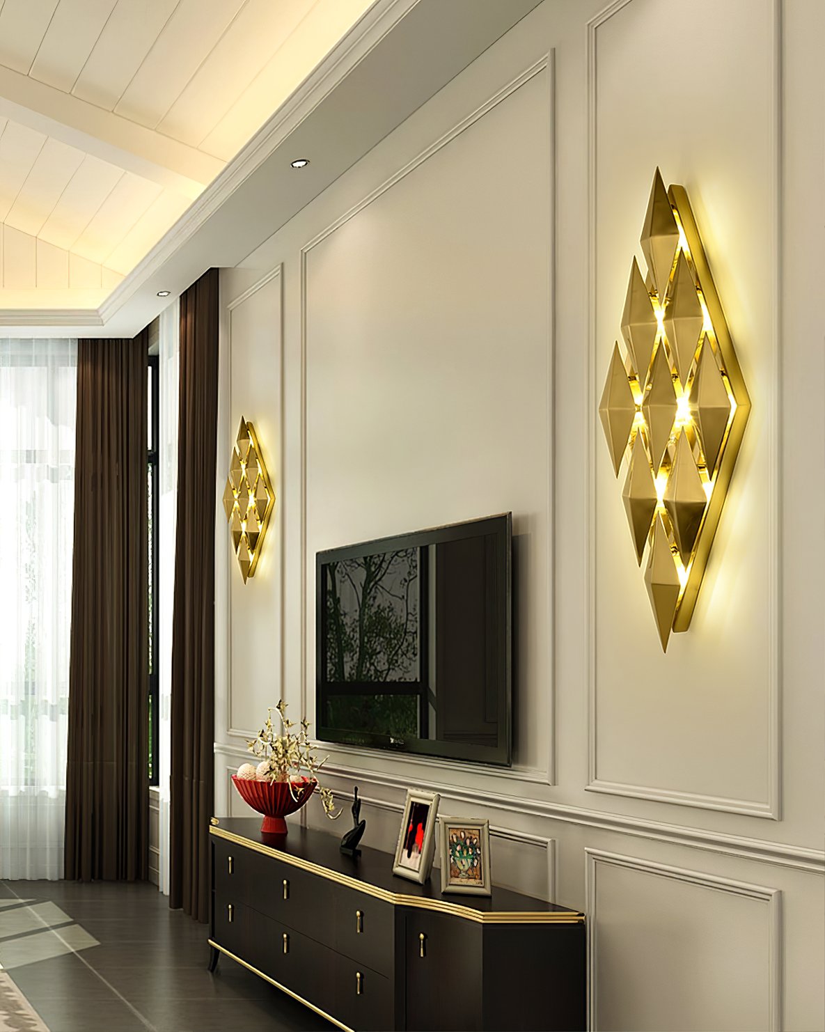 Golden Honeycomb LED Wall Light