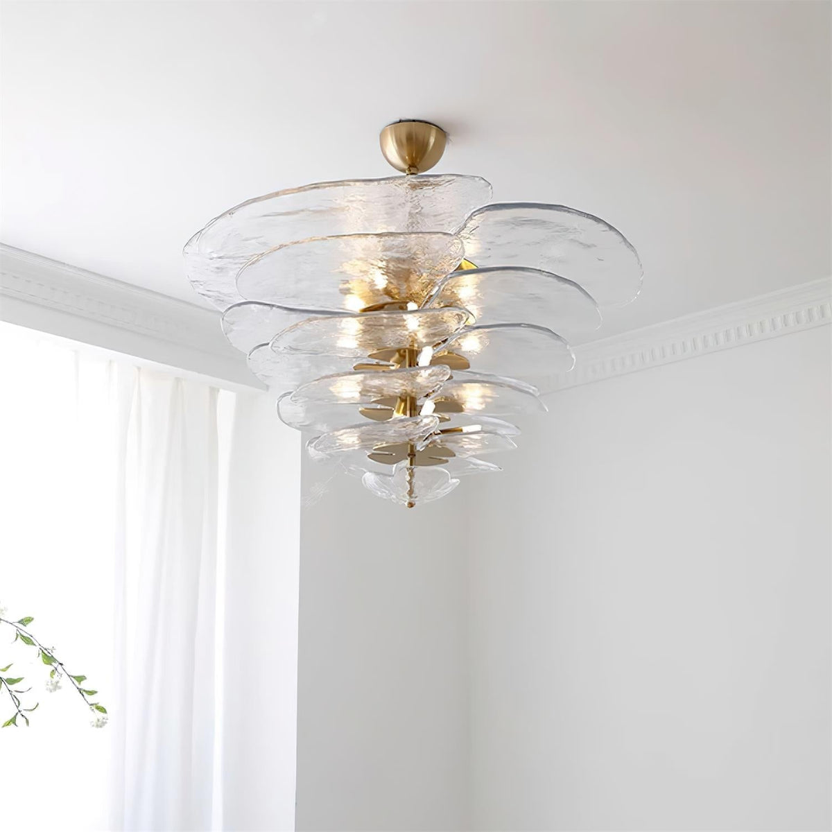 Petals Glass Chandelier – Hand-Blown Art Glass Pendant Light in Gold