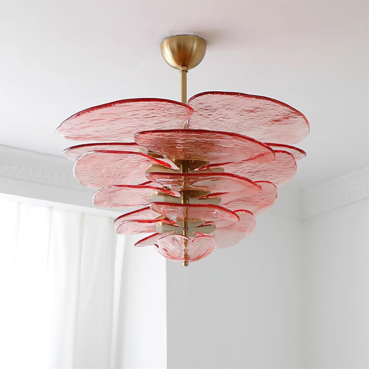 Petals Glass Chandelier – Hand-Blown Art Glass Pendant Light in Gold
