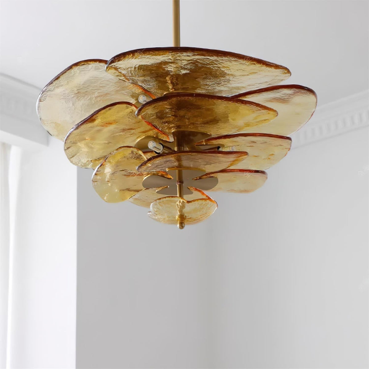Petals Glass Chandelier – Hand-Blown Art Glass Pendant Light in Gold
