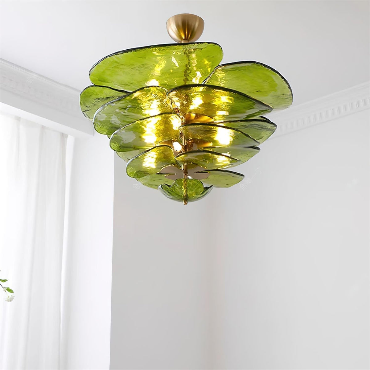 Petals Glass Chandelier – Hand-Blown Art Glass Pendant Light in Gold