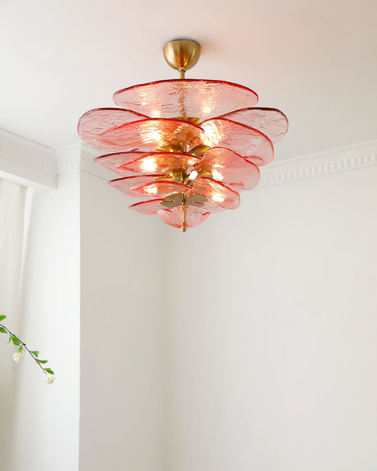 Petals Glass Chandelier – Hand-Blown Art Glass Pendant Light in Gold