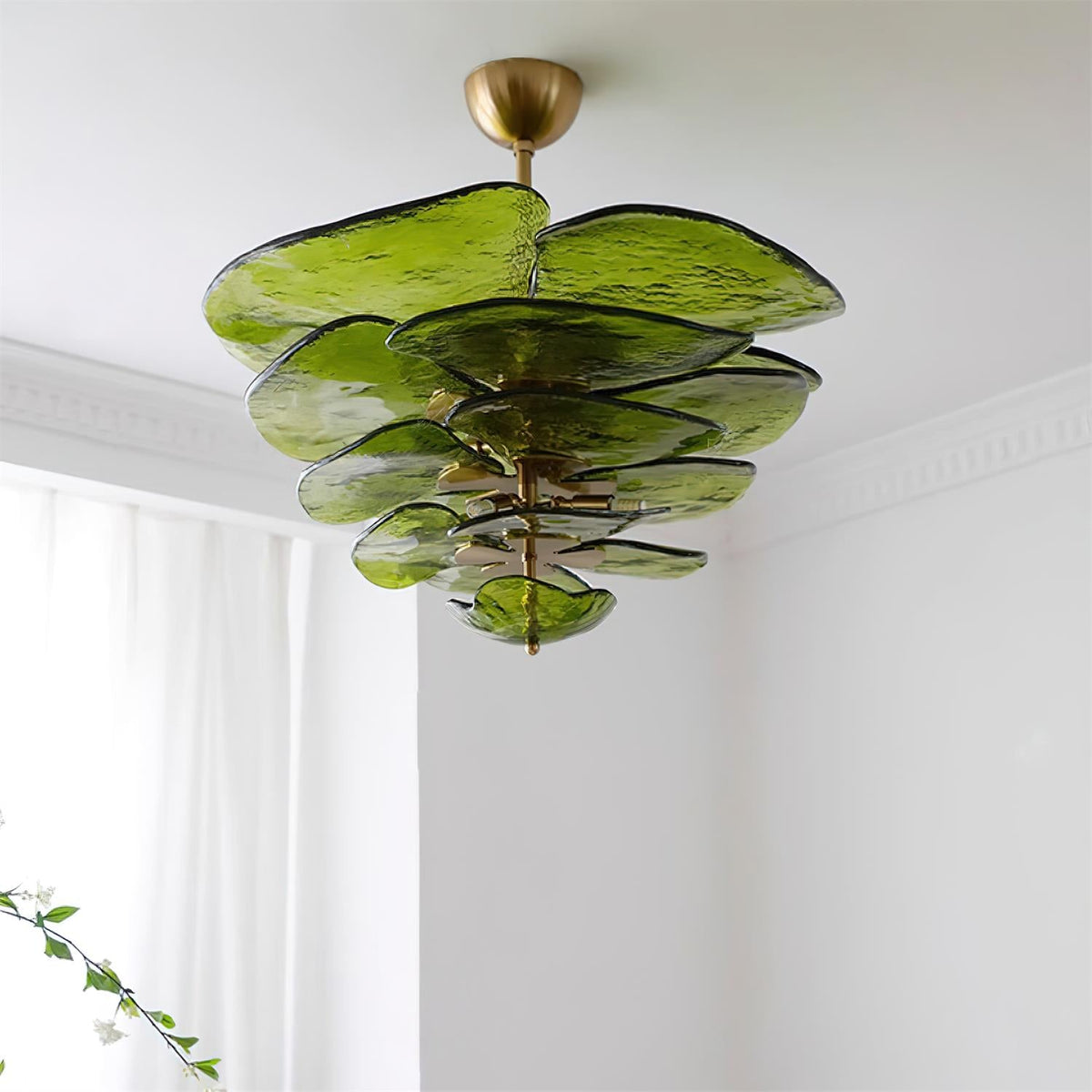 Petals Glass Chandelier – Hand-Blown Art Glass Pendant Light in Gold
