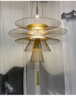 Golden Radiance Chandelier – Modern Layered Metal Pendant for Dining Room and Living Space