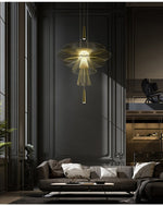 Golden Radiance Chandelier – Modern Layered Metal Pendant for Dining Room and Living Space
