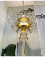 Golden Radiance Chandelier – Modern Layered Metal Pendant for Dining Room and Living Space