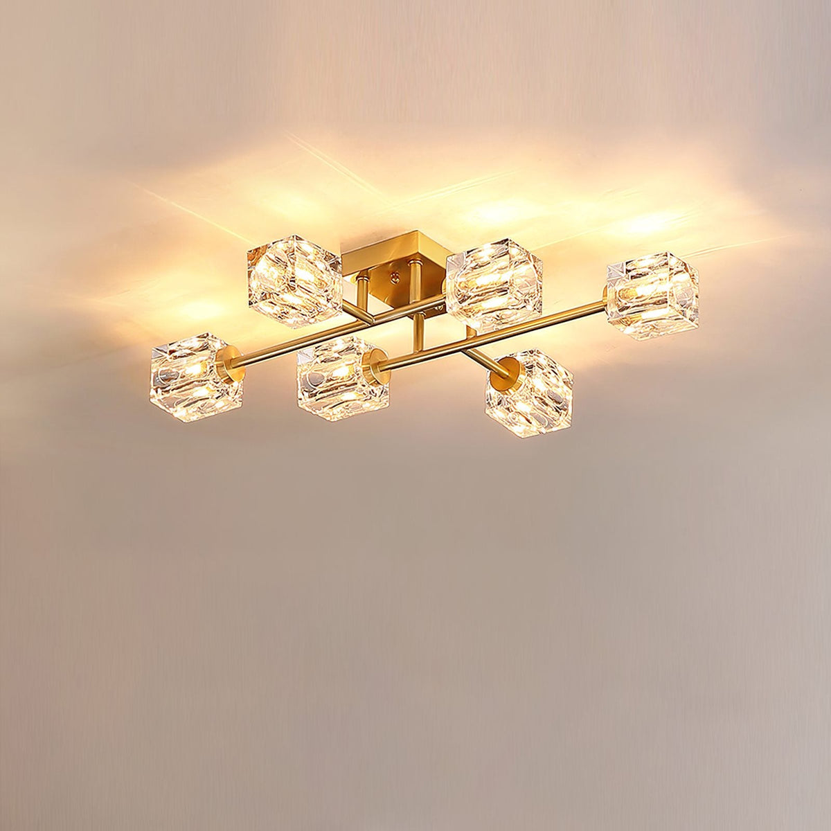 Golden Rubik’s Cube Ceiling Lamp