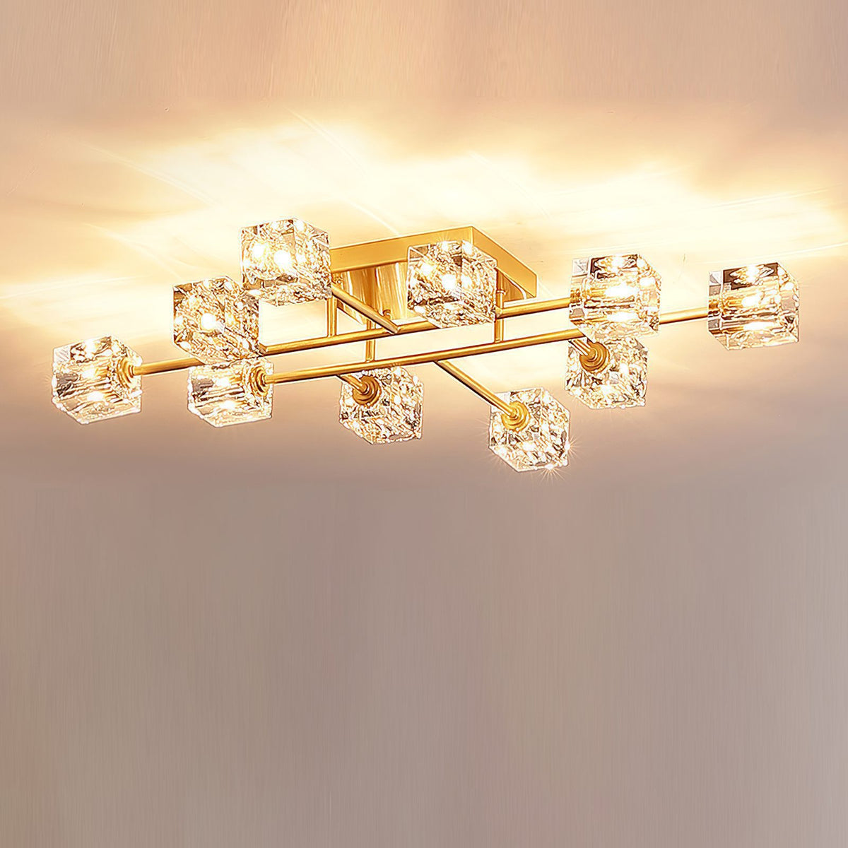 Golden Rubik’s Cube Ceiling Lamp