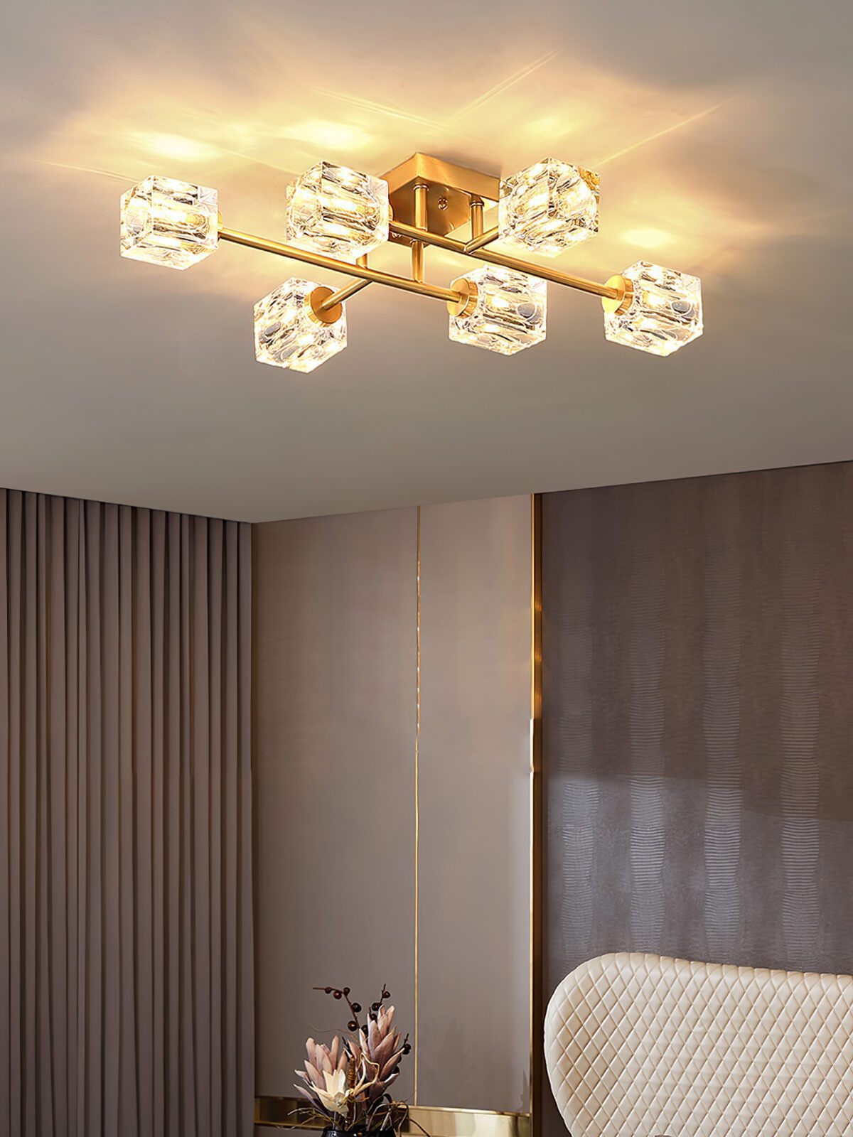 Golden Rubik’s Cube Ceiling Lamp