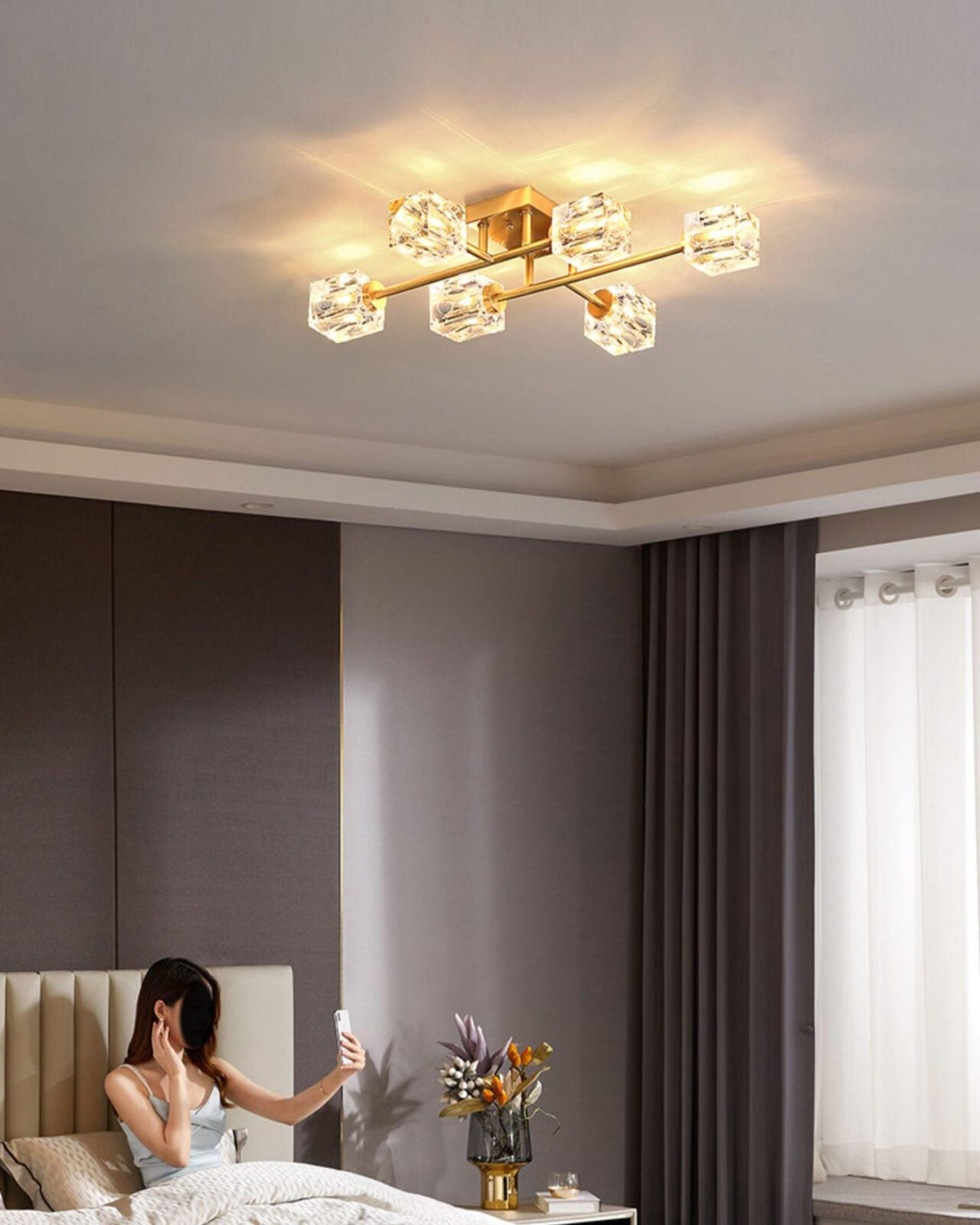 Golden Rubik’s Cube Ceiling Lamp