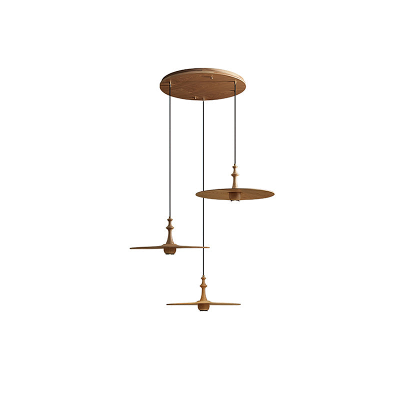 Spindle Disc Wood Pendant Light – Modern Minimalist Ceiling Lamp