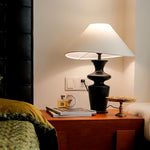 Grace Wood Table Lamp – Modern Designer Bedside Lighting with Fabric Shade