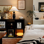 Grace Wood Table Lamp – Modern Designer Bedside Lighting with Fabric Shade