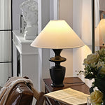 Grace Wood Table Lamp – Modern Designer Bedside Lighting with Fabric Shade