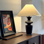 Grace Wood Table Lamp – Modern Designer Bedside Lighting with Fabric Shade