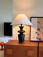 Grace Wood Table Lamp – Modern Designer Bedside Lighting with Fabric Shade