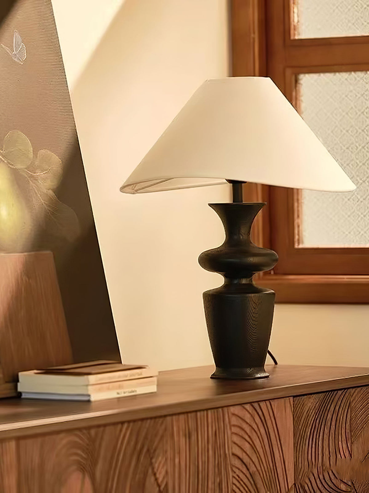Grace Wood Table Lamp – Modern Designer Bedside Lighting with Fabric Shade