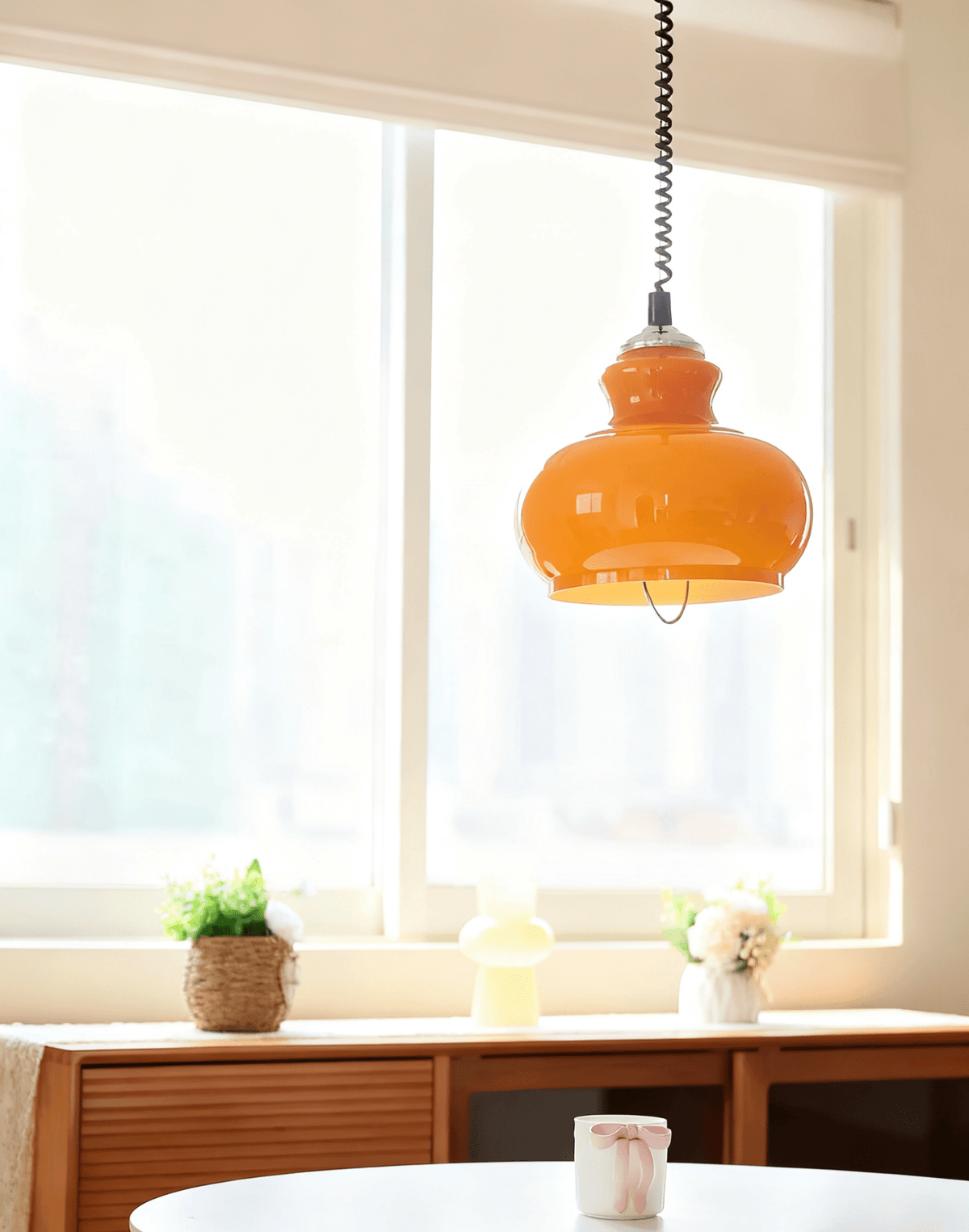 Gradient Glass Coil Pendant Light – Artisan Glass Pendant for Dining & Living Spaces