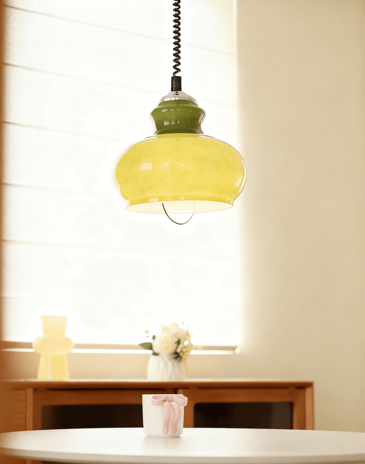 Gradient Glass Coil Pendant Light – Artisan Glass Pendant for Dining & Living Spaces