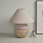 Artisan Gradient Ceramic Jar Table Lamp with Linen Shade