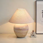 Artisan Gradient Ceramic Jar Table Lamp with Linen Shade