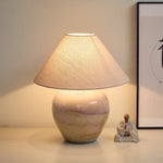 Artisan Gradient Ceramic Jar Table Lamp with Linen Shade