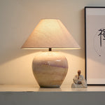 Artisan Gradient Ceramic Jar Table Lamp with Linen Shade