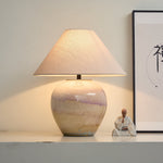 Artisan Gradient Ceramic Jar Table Lamp with Linen Shade