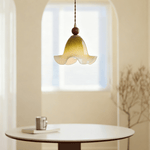 Gradient Petal Pendant Light – Art Glass & Walnut Wood Hanging Lamp for Dining, Living, Bedroom